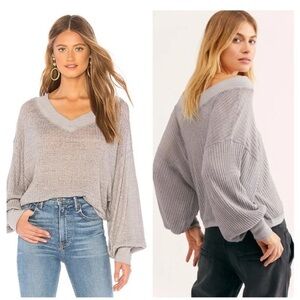 We The Free Super Oversized South Side Thermal Waffle Knit Top